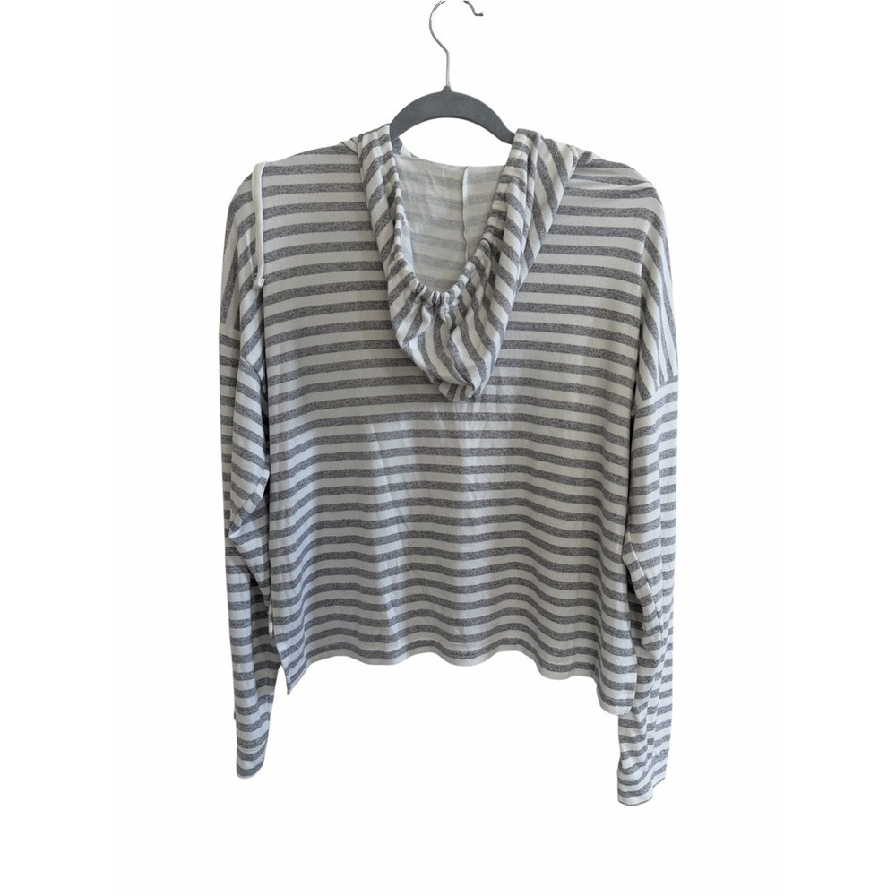 BYU Cougars Striped Hoodie Pullover in White & Gray - Picture 3 of 4